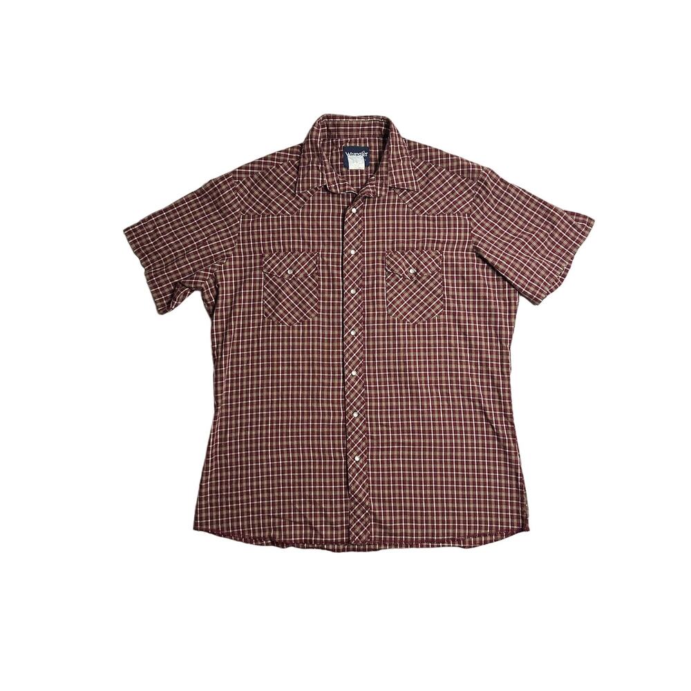 Wrangler Men's XLT Vintage Plaid Short Sleeve Pearl Snap